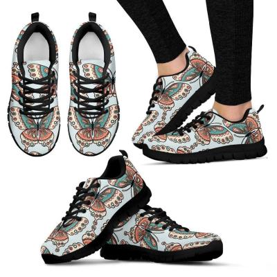 China Fashion\Comfortable\Durable\Breathable\Lightweight Ethnic Sneakers Butterfly Print Mesh Forudesigns Running Shoes Non Slip Wholesale Shoes For Women African Style for sale