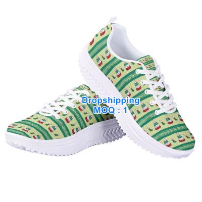 China 2020 Low Arrivals Factory Direct Sale Women Custom MOQ 3D CUSHIONING Printed Logo Sublimation Mesh Heightening Rocking Shoes Sneakers for sale