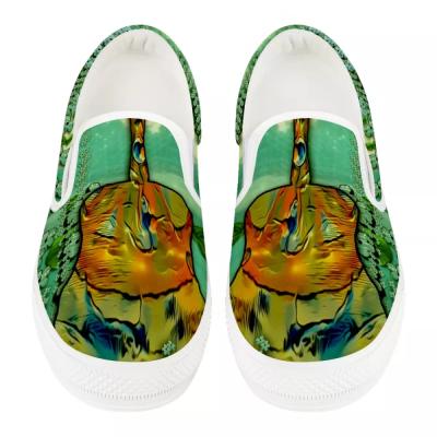 China 2021 Fashion Trend ForUDesigns Guitar In The Beautiful Scenery Of Fantasy White Slip On Shoes Four Seasons Custom Printed Sports Shoes for sale