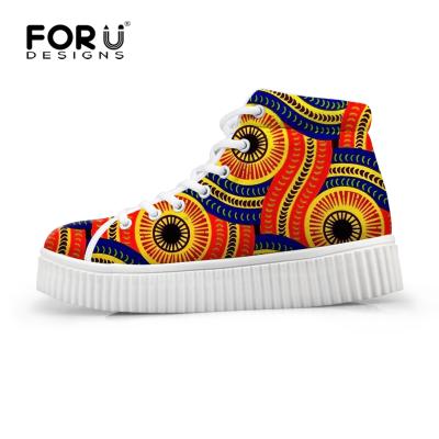 China Fashion Trend High Top Platform Shoes Customized Flats Shoes 3D Snake African Print Women Fashion Casual Breathable Creepers Shoe for sale