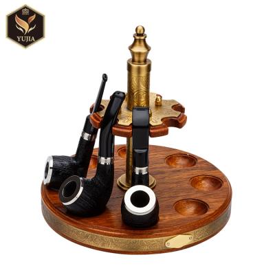 China 2020 Guangzhou Yujia Luxury New Arrival Smoking Pipe Exotic Wood Rack For 8 Pipes With Gift Box YJA-12004 for sale