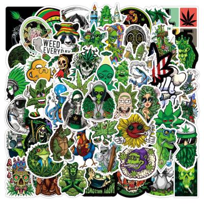 China 50Pcs Sticker Fashion Cool Logo Graffiti Stickers For Car Laptop Phone Green Cartoon Smoking Sticker for sale