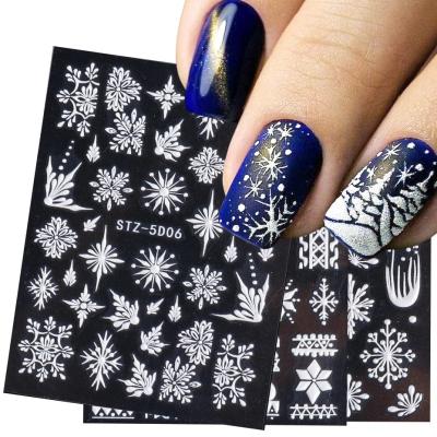 China 2021 Sticker Romantic 3D Christmas Nail Stickers Decorative for Girl Christmas Nail Decoration for sale