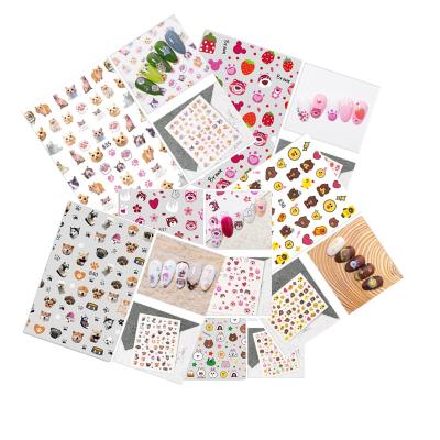 China 2021 cute animal nail stickers kawaii fruit 3D decorative sticker for teens women kids nail art decoration for sale