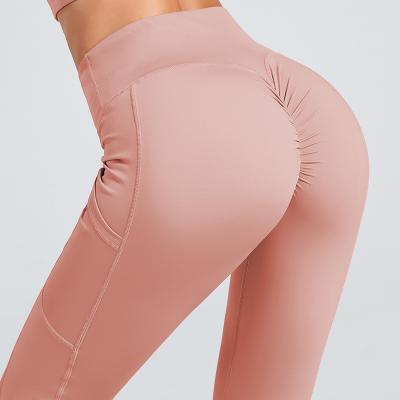 China Breathable Seamless Yoga Pants With Pocket Women Gaiters Fitness Push Up High Waist Workout Tights Sports Women Tights Gaiters Crac! crack! for sale