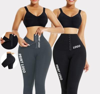 China Plus Size 2021Can Be Hooks Waist Trainer Corset High Waist Yoga Pants Gym Gaiters Women Fitness Breathable Clothing Customized for sale