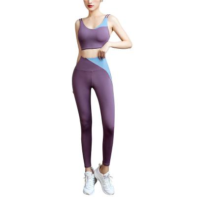 China Breathable 2 PC Yoga Suit For Women Workout Gym Bra Pants Fitness Yoga Suit Clothes Yoga Sets for sale