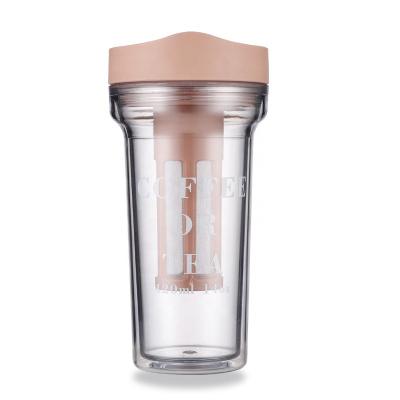 China 2022 Viable Double Wall 420ml 2022 Hot Selling Plastic Custom Printing Plastic Tea Infuser With Lid And Tumbler for sale