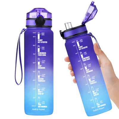 China Viable Factory Wholesale Water Bottle With Time Marker 32 Ounce Gym Motivational Water Bottle With Time Marker for sale