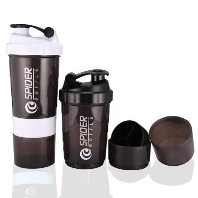 China Viable Logo Printing Mixer 600ml Plastic Water Bottles Drinking Gym Protein Shaker Wholesale Bottle With Storage for sale