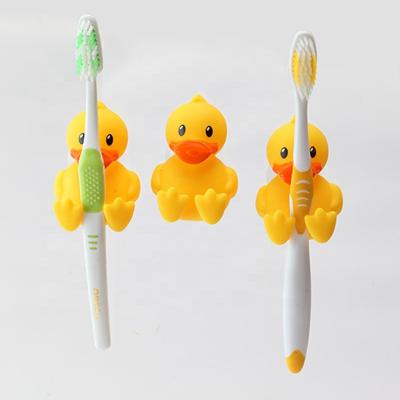 China Sustainable Plastic Ronya Toothbrush Holder On The Wall Single Bathroom Duck Toothbrush Holder With Suction Cup for sale