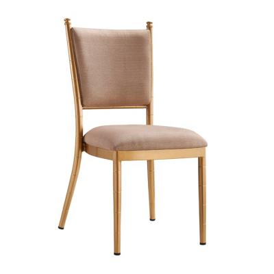 China Contemporary Luxury Metal Stacking Gold Dining Restaurant Hotel Party Event Wedding Chairs for sale