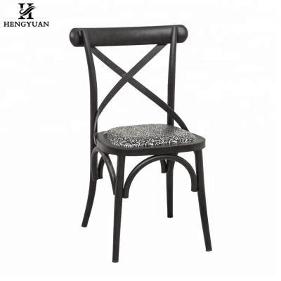 China Dining Wholesale Classic Antique Stackable Bench Restaurant Chair Black Metal Dining Chair for sale