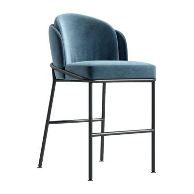 China Modern cheap velvet metal living room restaurant hotel blue leg bar stool for sale for sale