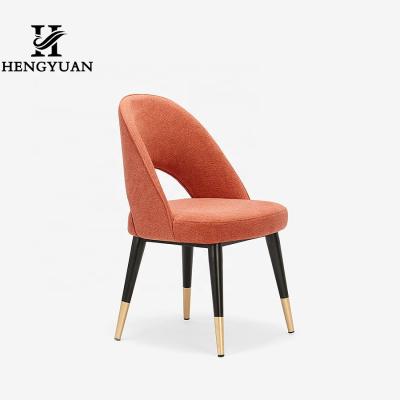 China Dining Chair Hot Sale Europe Style Modern Metal Leg Simple Fabric Lounge Dining Chairs for sale