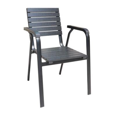 China Modern Outdoor Plastic Wood Metal Wood Restaurant Bar Bistro Cafe Cafe Aluminum Patio Chair for sale