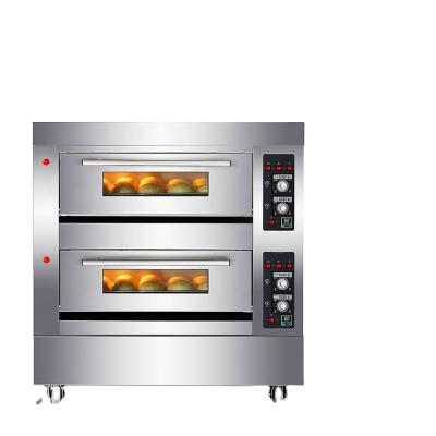 China Commercial Supply 2 Deck 4 Trays Gas Baking Equipment Bakery Equipment Oven Prices Mechanical Controller 2 Layer 4 Deck Commercial Oven for sale