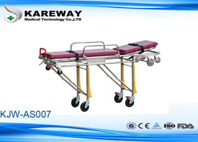 China Backrest Tilting Emergency Folding Stretcher Trolley Ambulance Stretcher With Two Safe Belts for sale