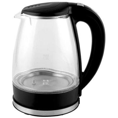 China 360 Degree Factory Price Low Rotation Glass Electric Kettle 12895C Kitchen Cordless Electric Kettle for sale