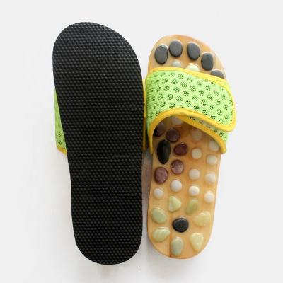 China Green Mesh Reflexology Insole and Foot Massage Free Sandals with Jade Stones for sale