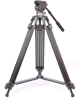 China Black Aluminum Lightweight Video Tripod with Bag , Fluid Head Video Tripod for sale