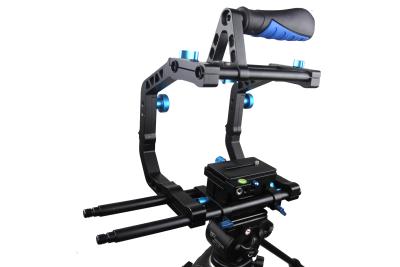 China C-Shape Arm Video Shoulder Rig Aluminum Alloy International Standard 15mm Rail for sale