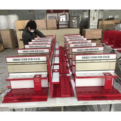 China Retail Shop Interior Design Metal Display Shelf Cosmetic Acrylic Retail Store Display Stands for sale