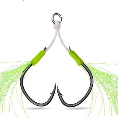 China Anti Corrosion Hook Glow Building Aid Hooks JigLure Double Seawater Feather Jig Lure Luminous Hooks for sale