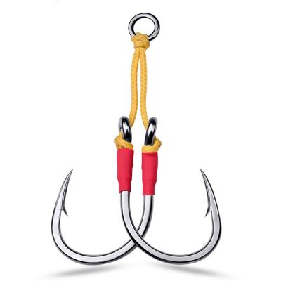 China Anti Corrosion Fishing Aid Jig Hooks Stainless Steel Slow Jig Lure Fish Hook Baiting Aid Hook Twin Set For Fishing Lure for sale