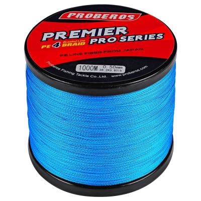 China Super Strength 4 Strands Braided Fishing Line 4 Weaves Line 1000M Multifilament 6LB-100LB Fishing Braid PE Line for sale