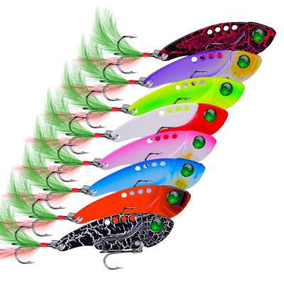 China Metal Proberos Metal VIB Lure 5.5cm Blade 11g Spinnerbait Spoon With Feather Hook for sale