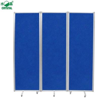 China Different Size Blue 3 Panel Screen Set Acoustic Movable Folding Desk Partition Wall For Room for sale