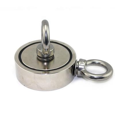 China Industrial strong magnet F200*2 neodymium pot magnet with threaded eye for fishing for sale