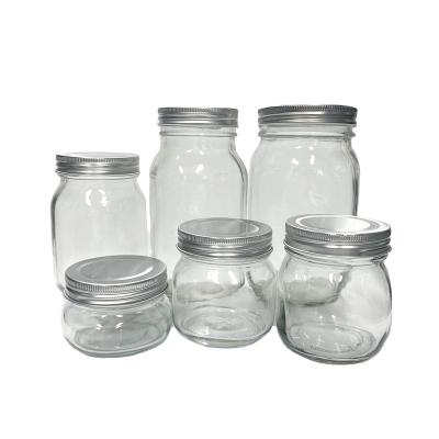 China Food Round 500ml Square 250ml 380ml 750ml 1000ml Glass Mason Jars Without Handle With Metal Canning Lid for sale