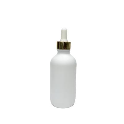 China Personal Care 4oz 120ml Matte White Essential Oil Glass Bottle With Gold Aluminum Dropper for sale