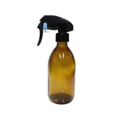 China 300ml Essential Oil Chemical Cleansing Amber Glass Bottle With Trigger Spray for sale