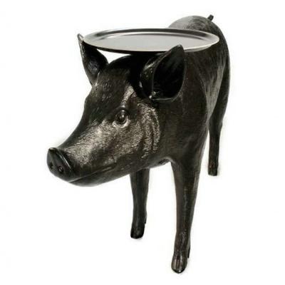 China Hot Sale Italian Designer Metal Fiberglass Designer Black Pig Animal Table Lamp for sale