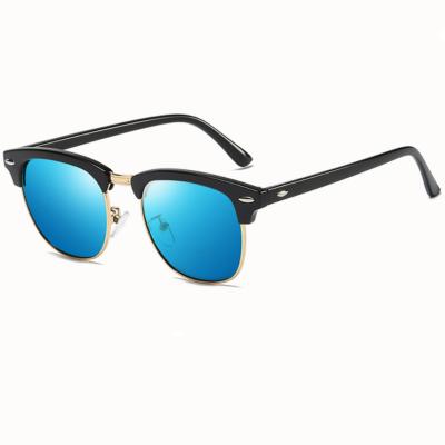 China Hot Sale Custom Logos Metal Half Frame Promo Sun Glasses Mirror Lens Vintage UV Sunglasses 400 for sale