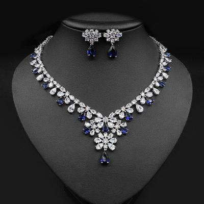 China New Fashion Trendy Luxury Water Drop Inlay Jewelry Set Exquisite Colorful Zircon Necklace Bridal Banquet Dress AAA Designer Jewelry for sale