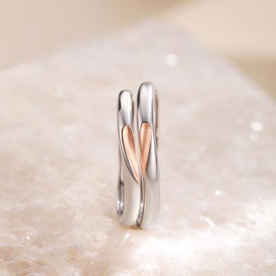 China ROMY Jewelry Trendy S925 Ring Creative Ring Niche Design Weeding Male and Female Couple Love Pairs Sterling Silver Matching Couple Ring for sale