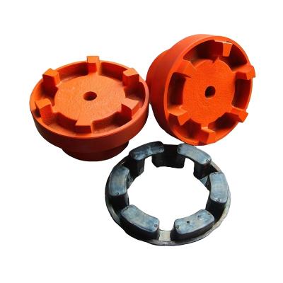 China Quick Release High Stability Flexible Jaw Cast Iron Water Pump Shaft Rubber Normex Coupling for sale