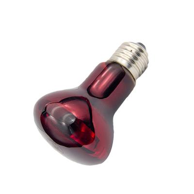 China Glass Infrared Heat Bulb R63 40W 60W 100W Red Glass Infrared Lamp for sale