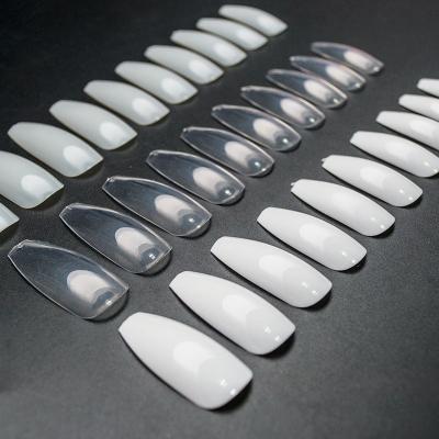 China Art French Design Full Cover Coffin 600Pcs Oval Artificial False Ballet Nail Tips for sale