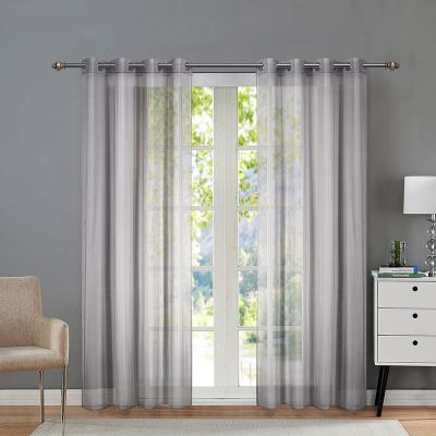 China Gray Solid Color Line Polyester Striped Pattern Sheer Pattern Door Curtain Blackout Curtain for sale