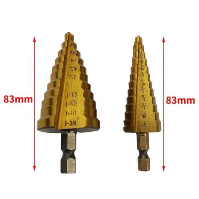 China Masonry Drilling 2PCS Shank Step Drill 3/16-7/8 Pagoda Step 1/4-13/8 Dill Bit Hex Head for sale