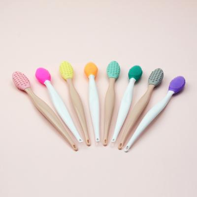 China JLY Acne Treatment Lip Brush Tool, Double Sided Silicone Exfoliating Cleaner Lip Brush Nose Silicone Brush for sale