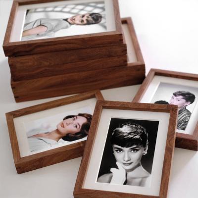 China Wholesale 4*6 6*8 A2 A3 A4 Style Decorative Dark Red Sandalwood Photo Picture Frame Simple Wooden WALL PHOTO FRAME Frame View for sale