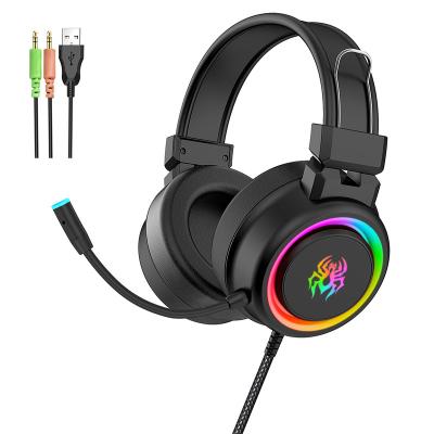 China New Design Cheap Bright And Vibratio Comfortable RGB Over The Ear Game 7.1 Earphone for sale