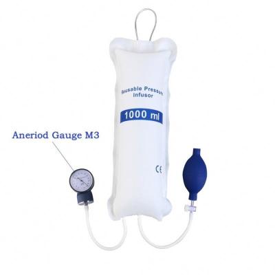 China Used for blood transfusion and liquid transfusion 1000ml reusable manual pressure infusion bag with pressure gauge for sale