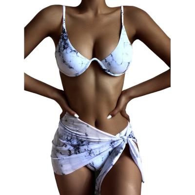 China 2022 Breathable New Designer Swimsuit Woman Bikini Lurex Fabric Swimwear Halter Printed Bathing Suits Swim Sexy Brief Bikini Girl Swimwear for sale